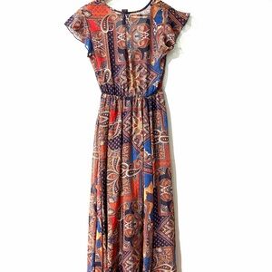 Paisley Print Maxi Dress - Multicolor
